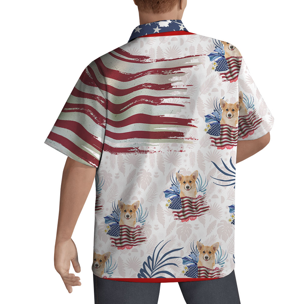 Custom Dog Face American Flag Hawaiian Shirt