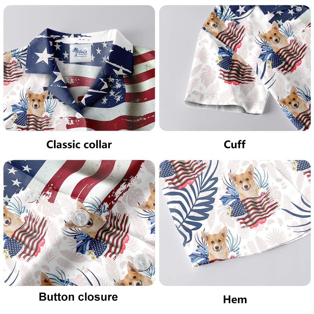 Custom Dog Face American Flag Hawaiian Shirt