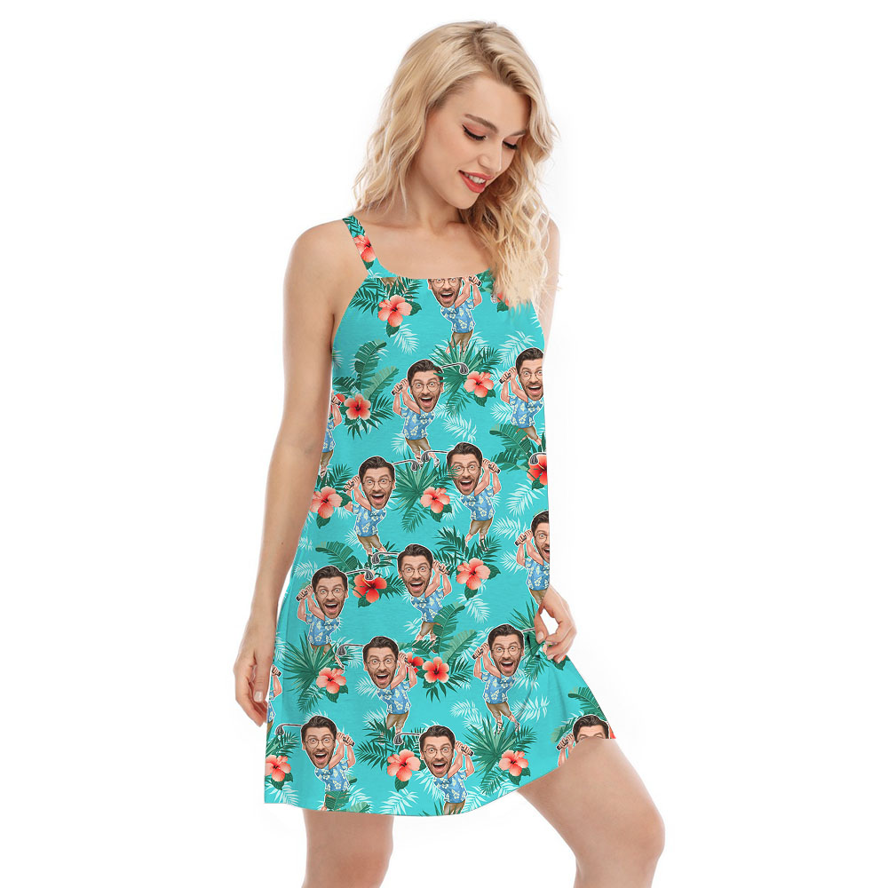 Cute Golf Player Cami Dress With Multiple Faces