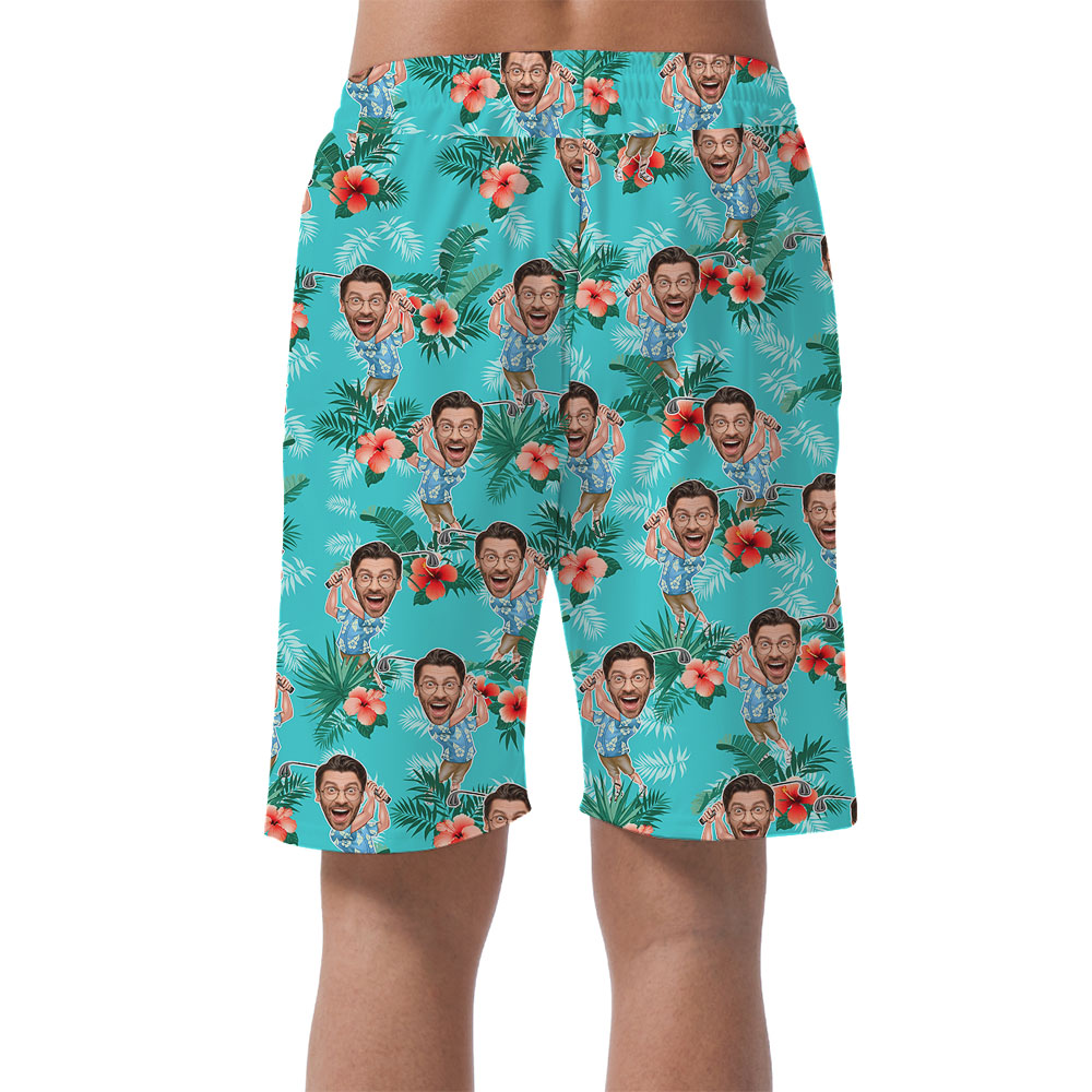 Cool Golf Hibiscus Men's Shorts With Face