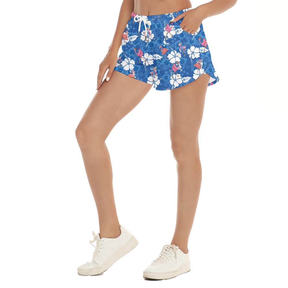 Funny Flamingo Playing Golf Hawaiian Shorts For Women