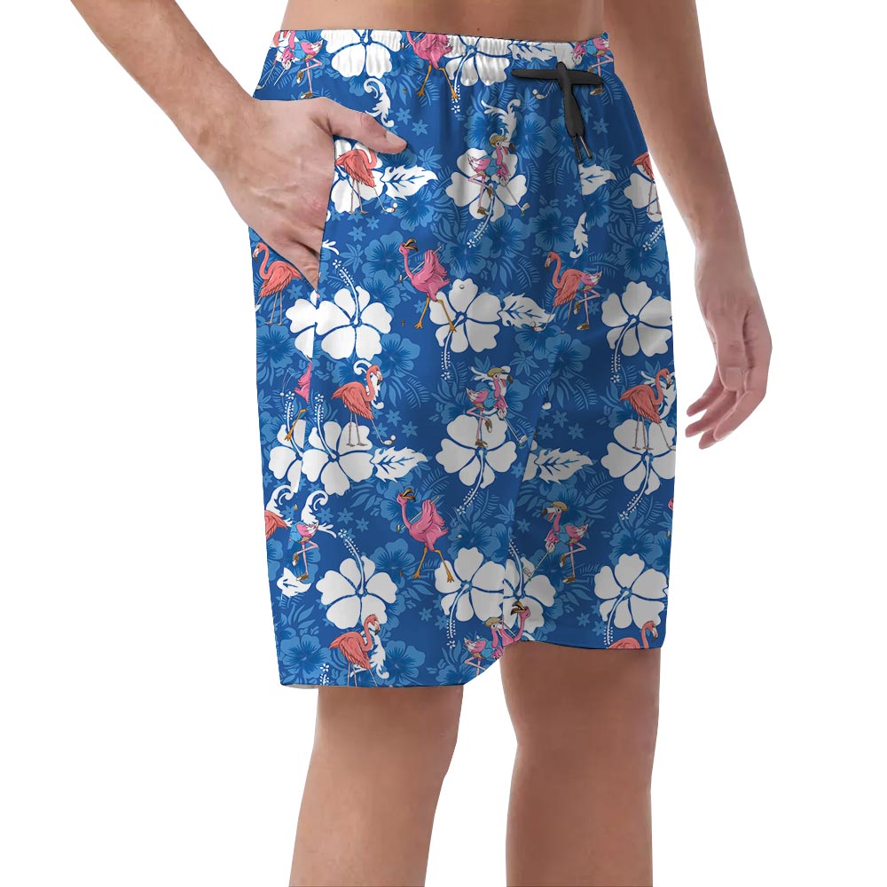 Men's Flamingo Playing Golf Hawaiian Beach Shorts