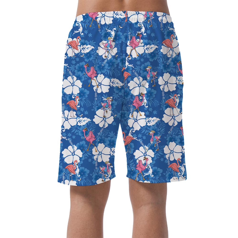 Men's Flamingo Playing Golf Hawaiian Beach Shorts