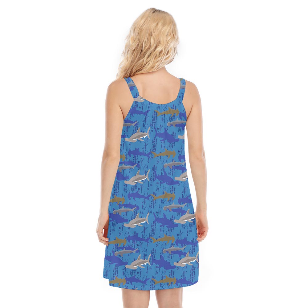 Women's Hawaiian Dress With Hammerhead Shark Print
