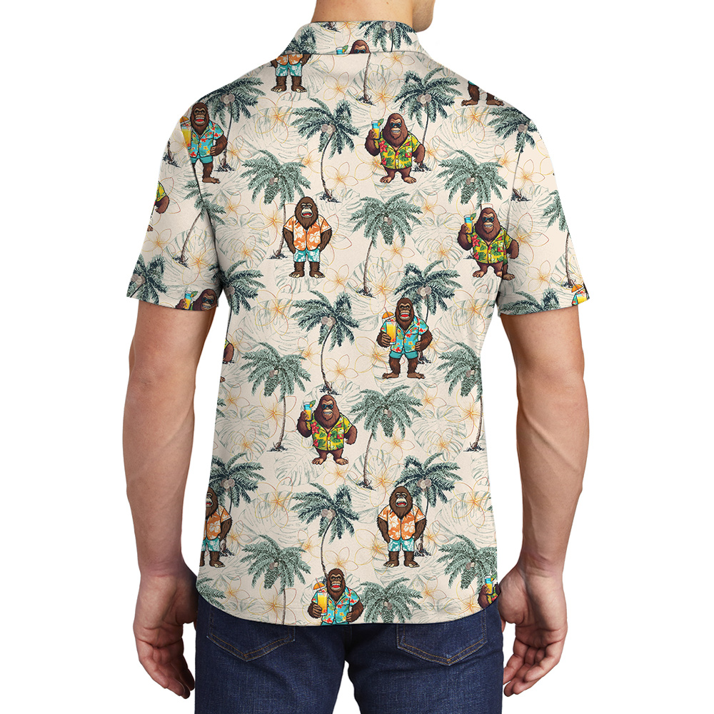 Cute Bigfoot Summer Aloha Polo Shirt For Men