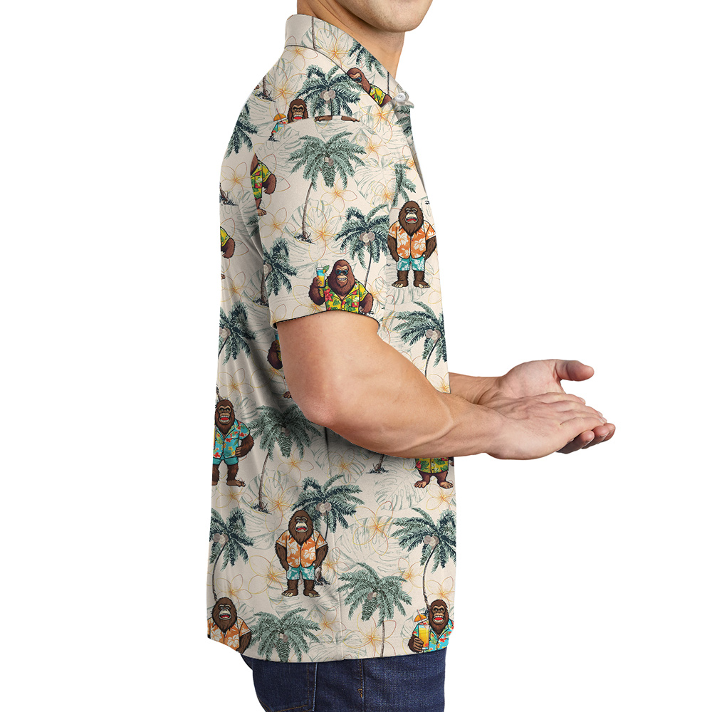 Cute Bigfoot Summer Aloha Polo Shirt For Men