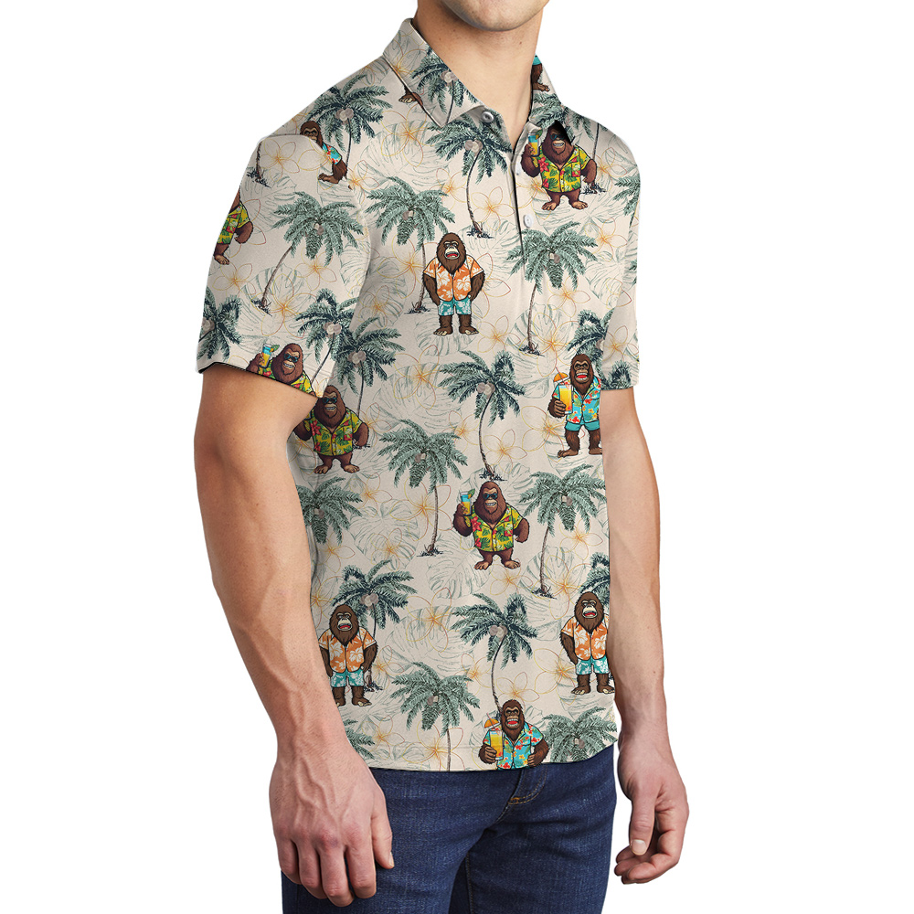 Cute Bigfoot Summer Aloha Polo Shirt For Men