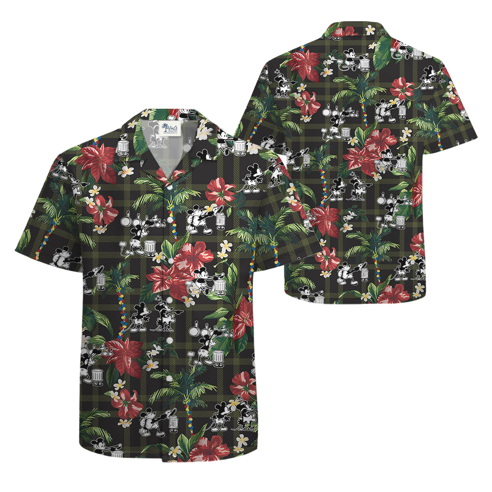 Vibrant Mickey Steamboat Willie 1928 Hawaiian Men Shirt