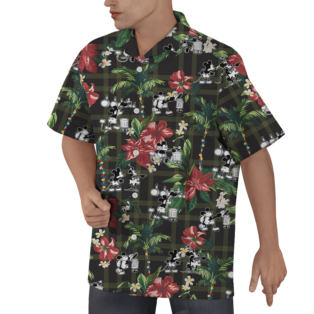 Vibrant Mickey Steamboat Willie 1928 Hawaiian Men Shirt