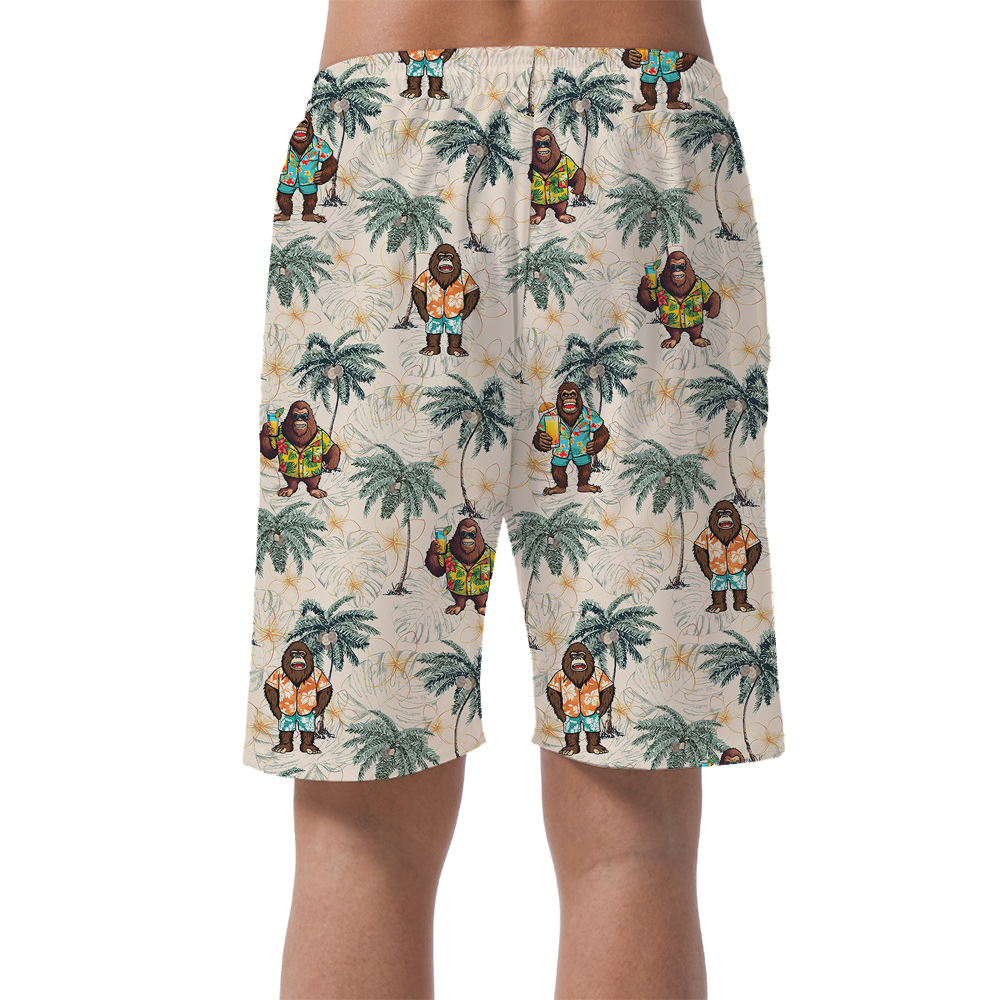 Funny Vacation Sasquatch Hawaiian Beach Shorts For Men