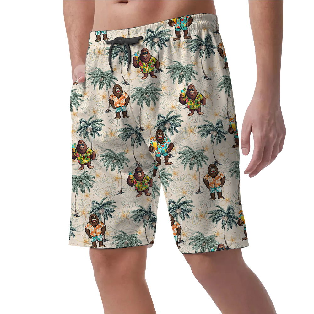 Funny Vacation Sasquatch Hawaiian Beach Shorts For Men