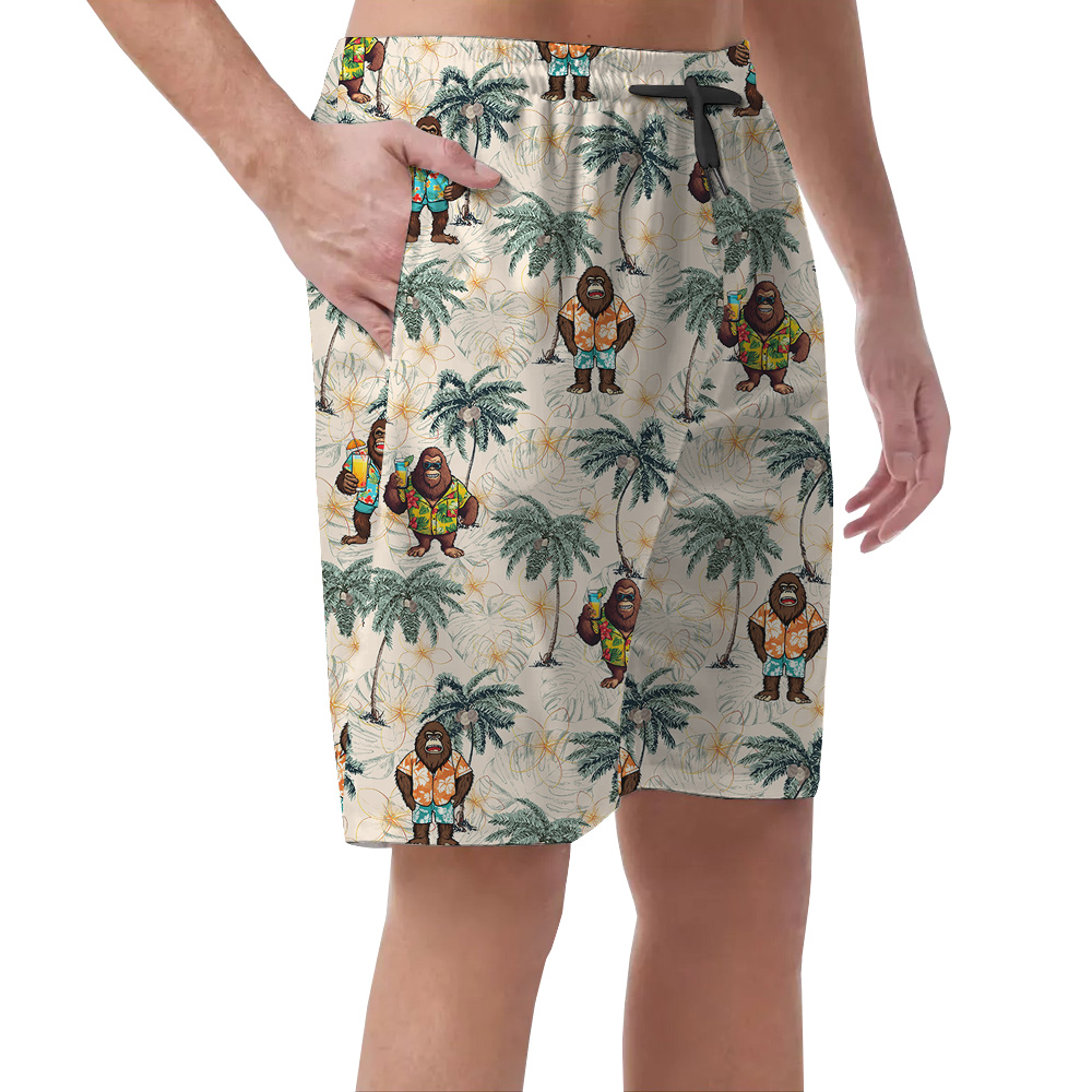 Funny Vacation Sasquatch Hawaiian Beach Shorts For Men
