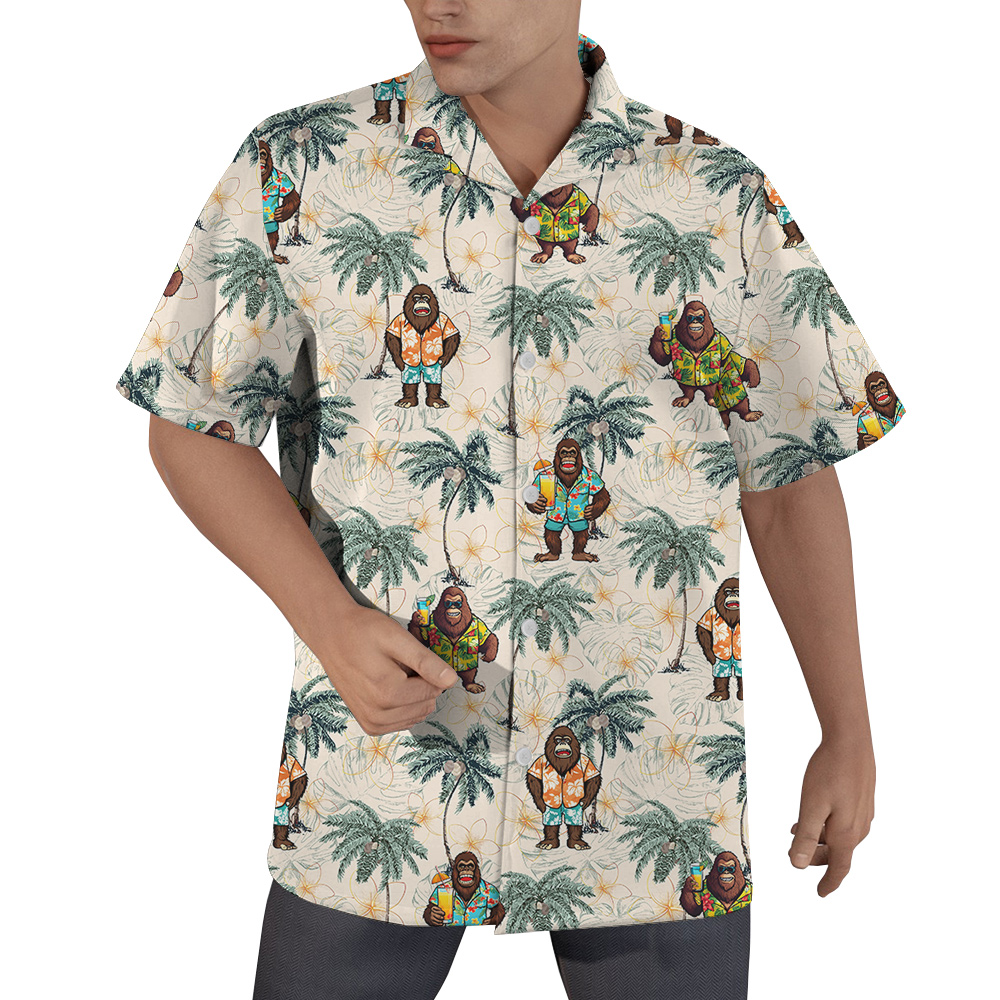 Funny Bigfoot Vacation Tropical Hawaiian Shirt - variant image 1