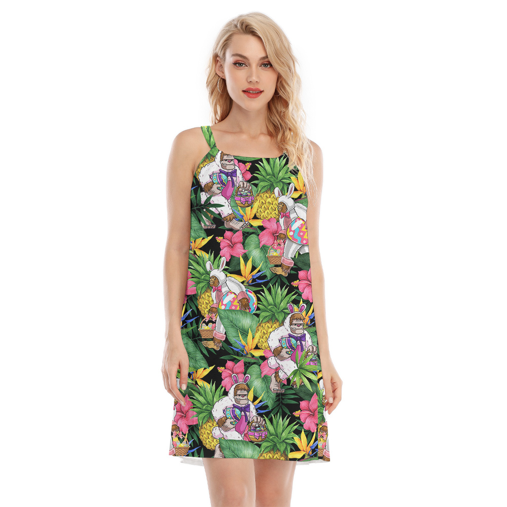 Cute Easter Bunny Bigfoot Tropical Aloha Cami Dress - variant image 1