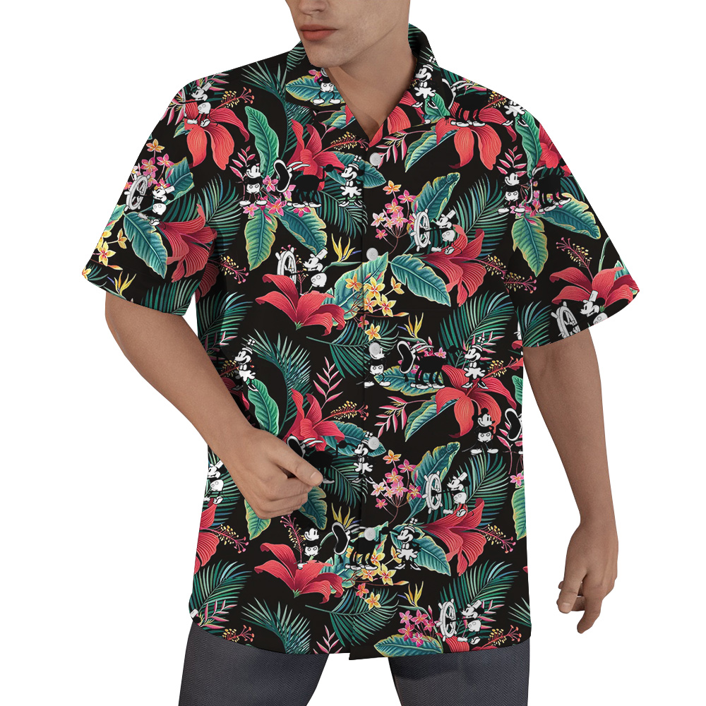 Hibiscus Tropical Mickey Steamboat Willie Movie Hawaiian Shirt - variant image 1