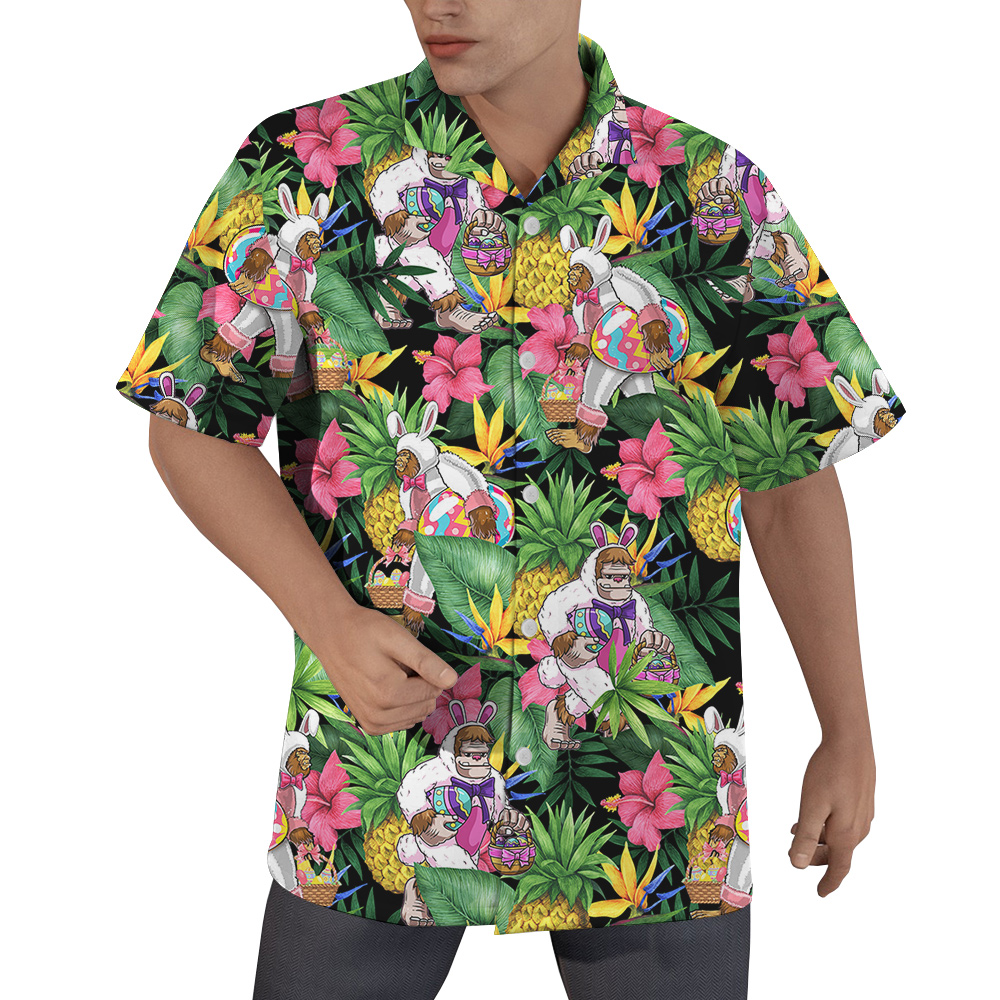 Funny Bigfoot Easter Eggs Tropical Hawaiian Shirt - variant image 1