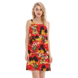 Alien Sasquatch Tropical Sunset Beach Aloha Cami Dress For Women