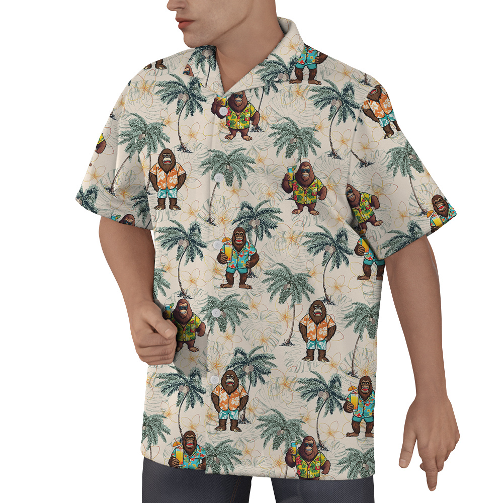 Funny Bigfoot Vacation Tropical Hawaiian Shirt