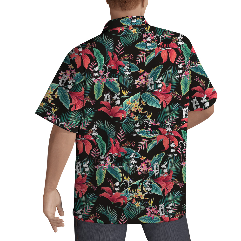 Hibiscus Tropical Mickey Steamboat Willie Movie Hawaiian Shirt