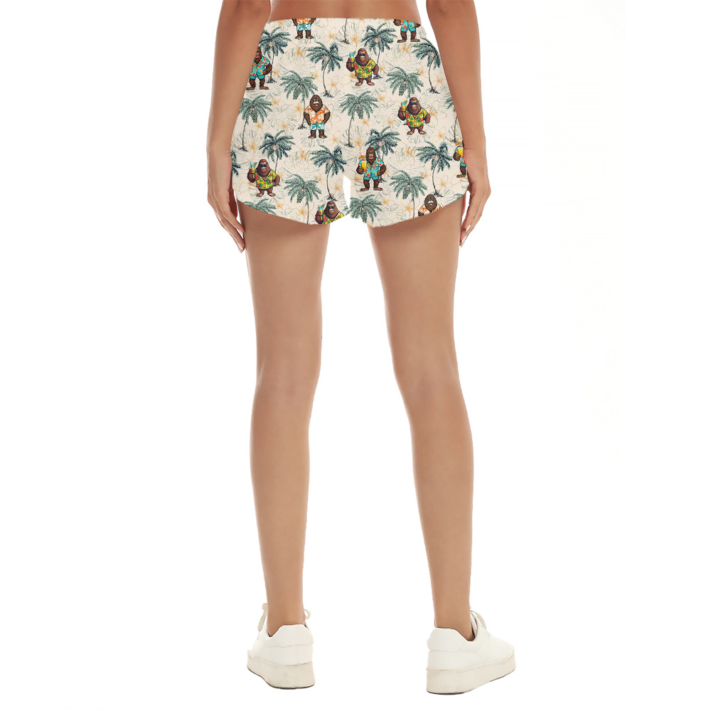 Cute Sasquatch Tropical Hawaiian Beach Shorts For Women