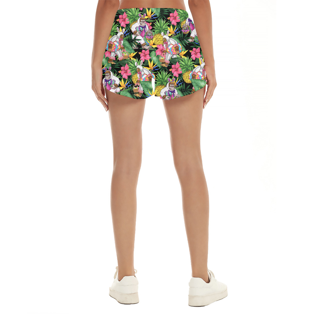 Tropical Easter Bigfoot Hawaiian Beach Shorts For Women
