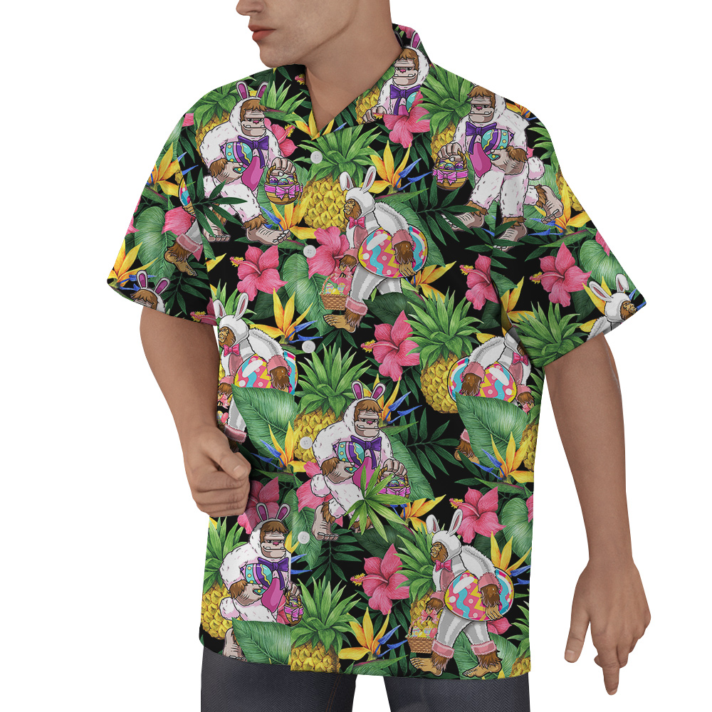 Funny Bigfoot Easter Eggs Tropical Hawaiian Shirt