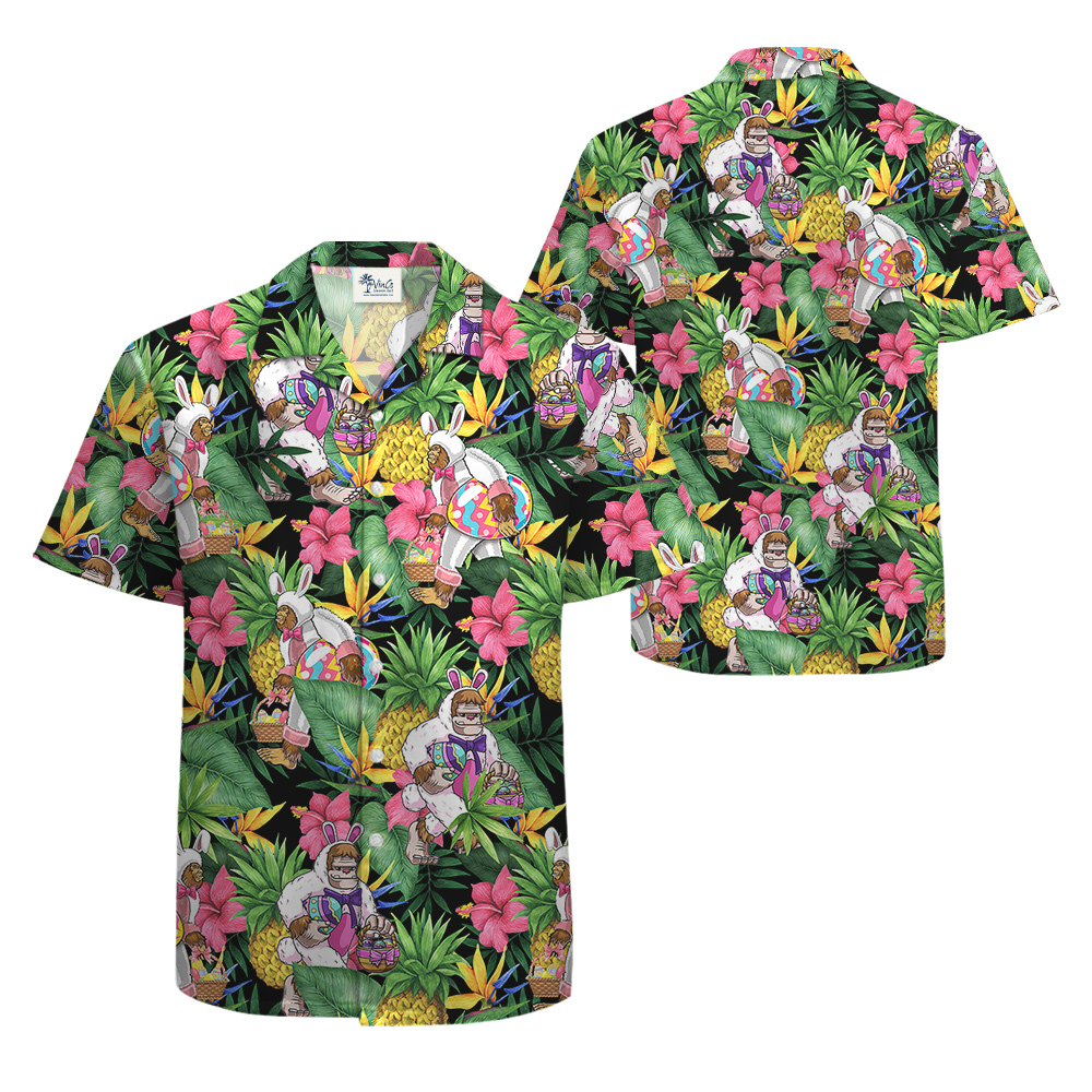 Funny Bigfoot Easter Eggs Tropical Hawaiian Shirt