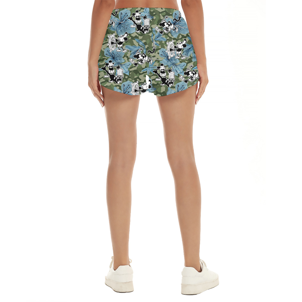 Pacific Breeze Steamboat Willie 1928 Mickey Aloha Women Shorts