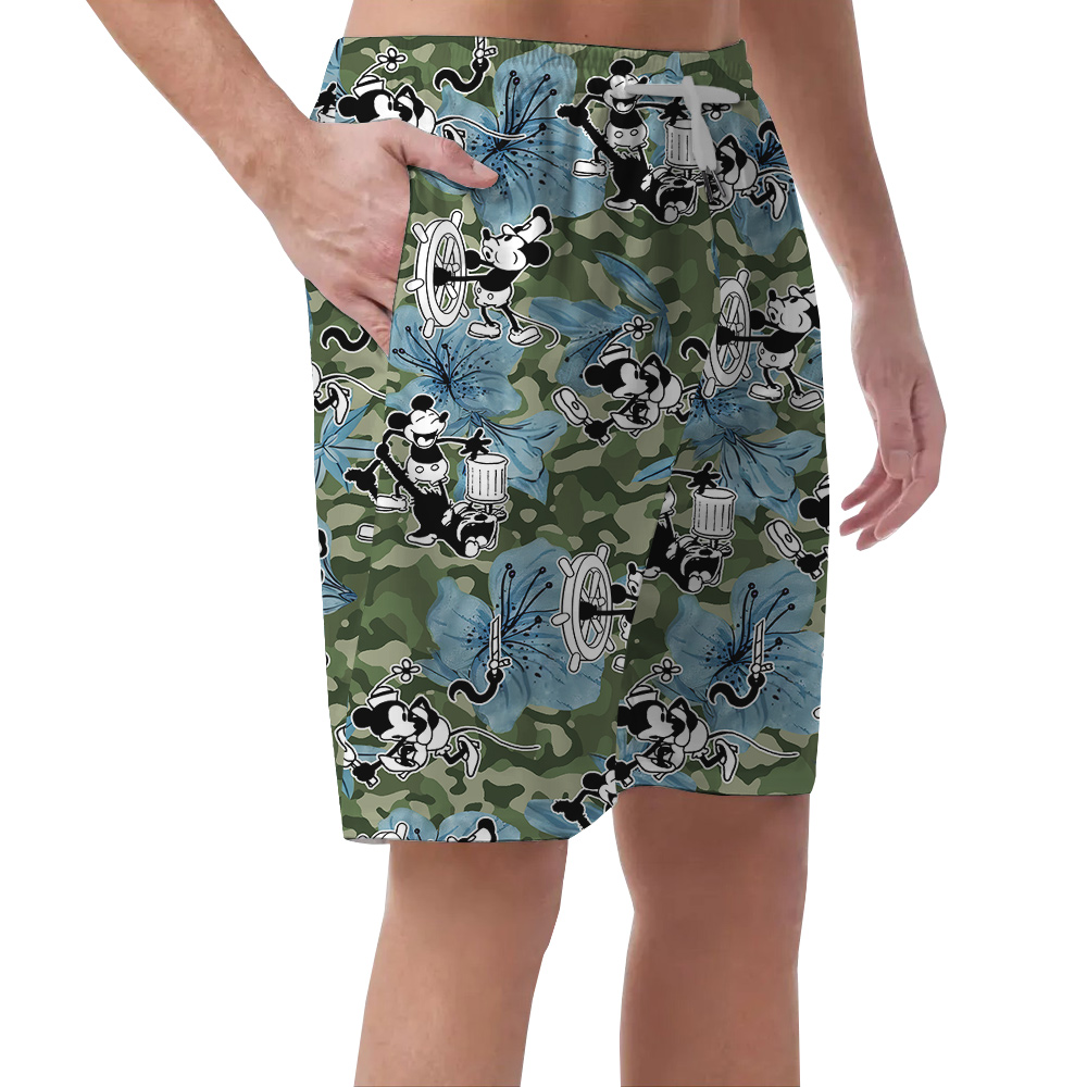 Tropical Nostalgia Mickey's 1928 Steamboat Willie Men Shorts