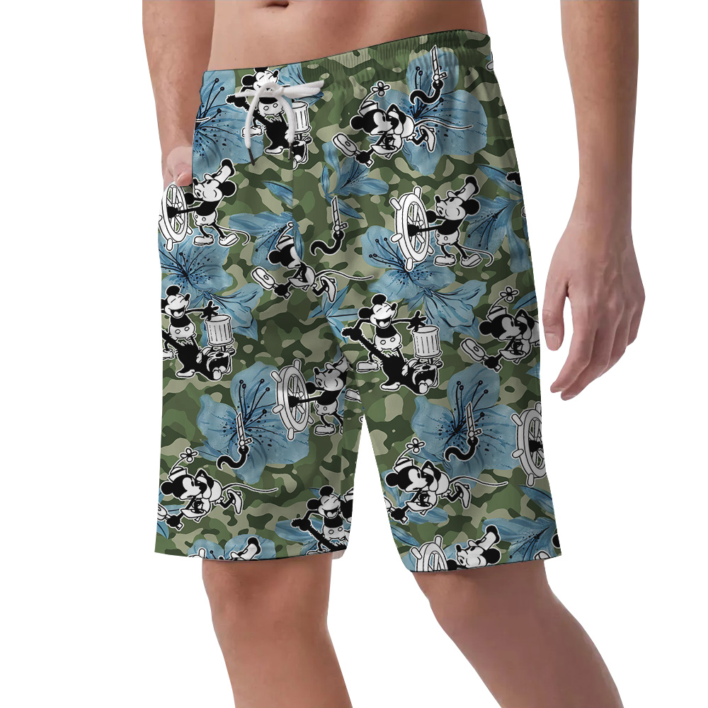 Tropical Nostalgia Mickey's 1928 Steamboat Willie Men Shorts