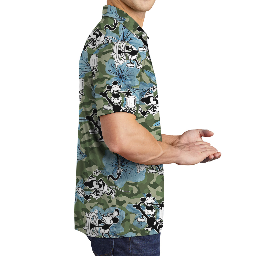 Vintage Voyage Mickey Steamboat Willie 1928 Hawaiian Polo Shirts