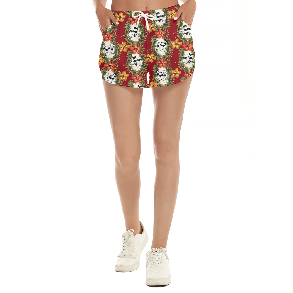 Breezy Red Hawaiian Mickey 1928 Shorts For Women - variant image 1