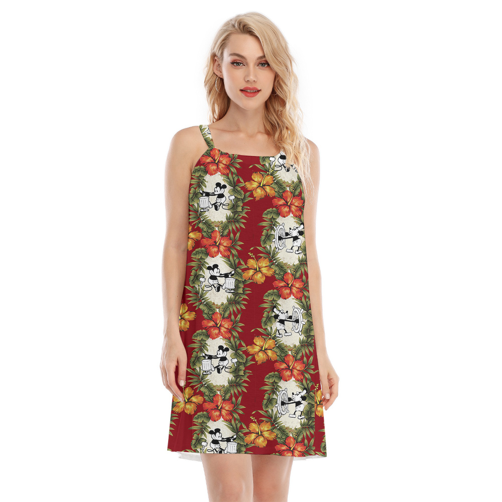 Festive Red Steamboat Willie 1928 Aloha Cami Dress - variant image 1