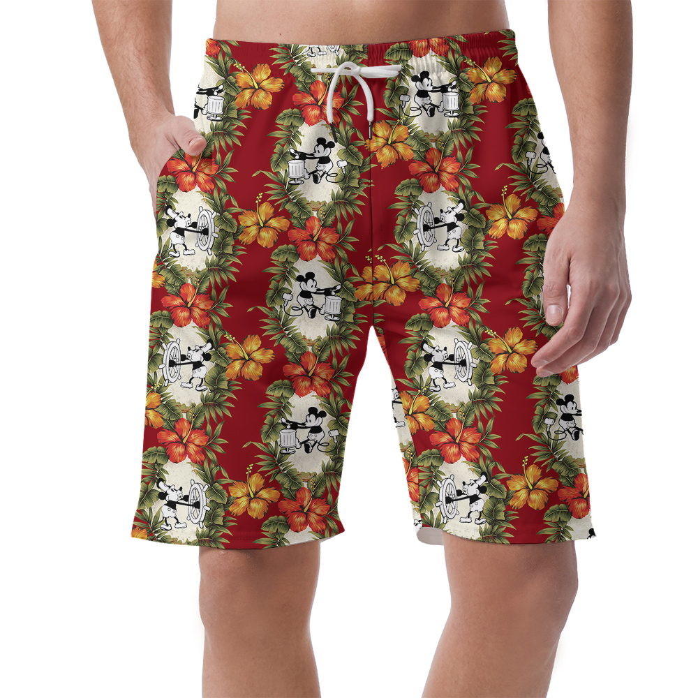 Summery Red Mickey 1928 Hawaiian Shorts For Men - variant image 1