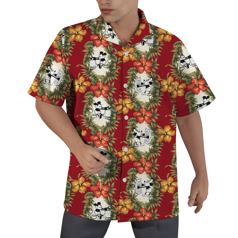Mickey 1928 Radiant Red Hawaiian Shirts For Men - variant image 1