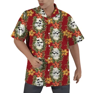 Mickey 1928 Radiant Red Hawaiian Shirts For Men