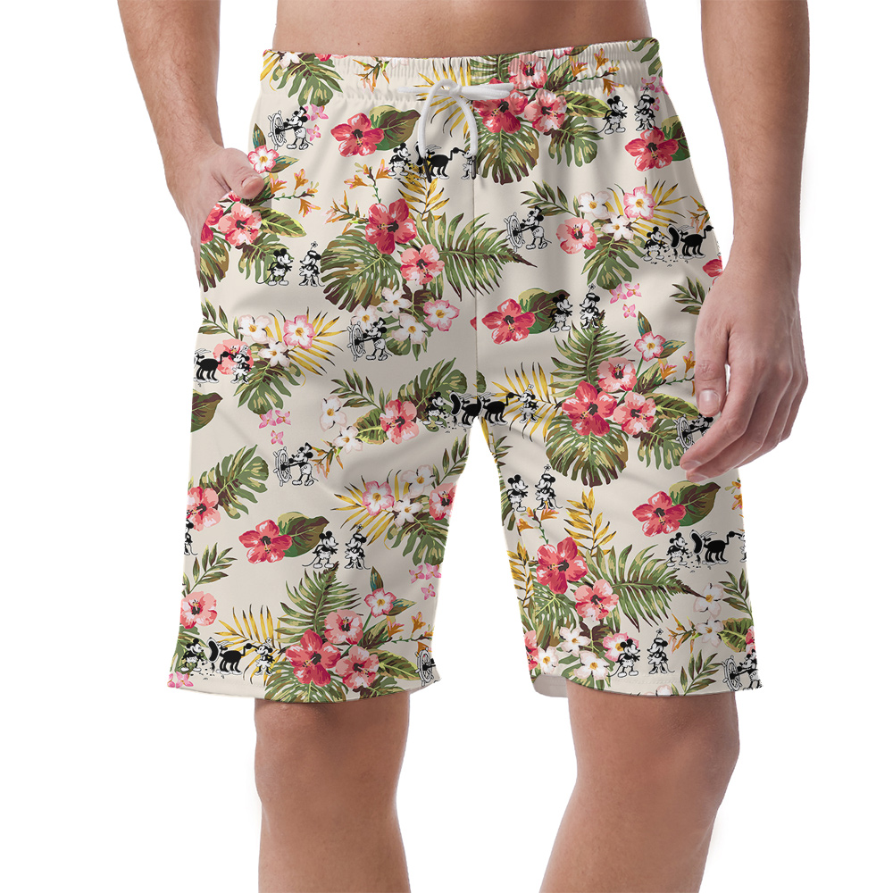 Hawaiian Summer Mickey 1928 Vibrant Floral Shorts For Men - variant image 1