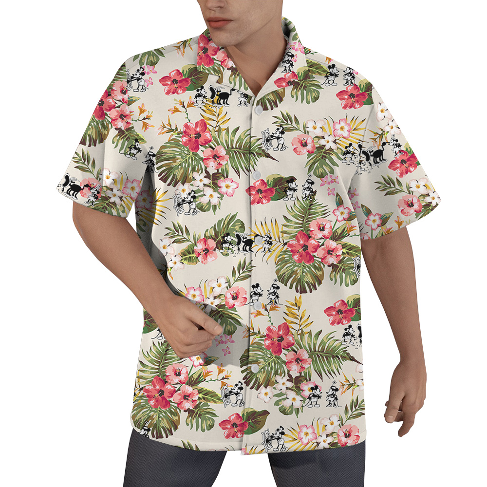 Mickey 1928 Vibrant Summer Floral Hawaiian Shirts For Men - variant image 1