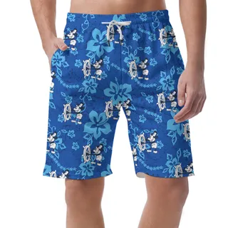 Blue Steamboat Willie 1928 Floral Shorts For Men