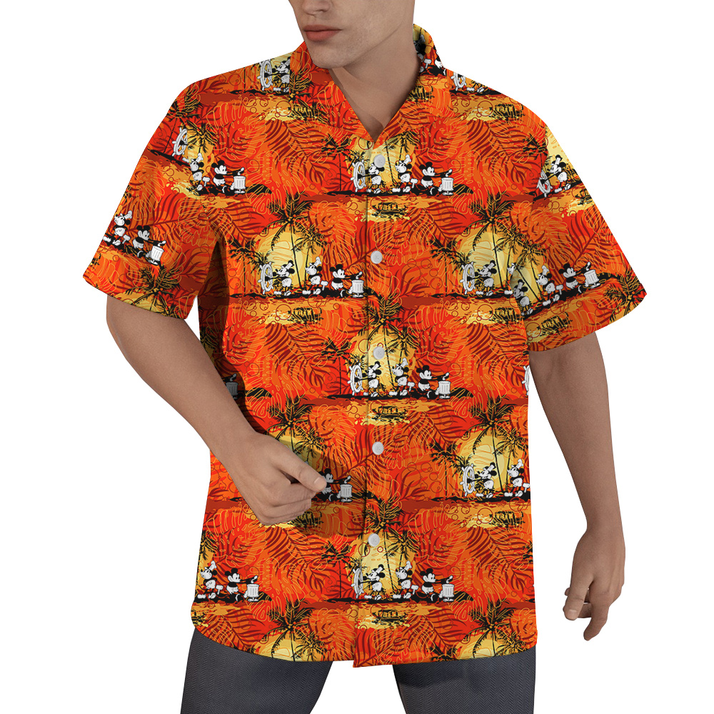 Mickey Steamboat Willie 1928 Tropical Bliss Hawaiian Shirts For Men - variant image 1