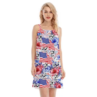 Steamboat Willie 1928 Hawaiian American Pride 4th of July Cami Dress
