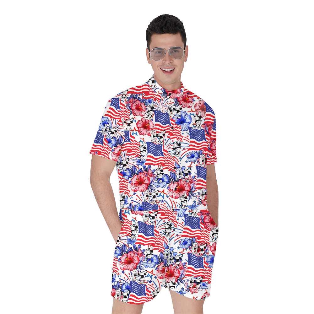 Mickey Steamboat Hawaiian 4th Of July Men’s Romper - variant image 1