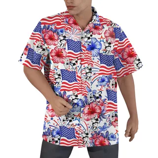 Mickey Steamboat Willie 1928 Patriotic Hawaiian 4th of July Men’s Shirt