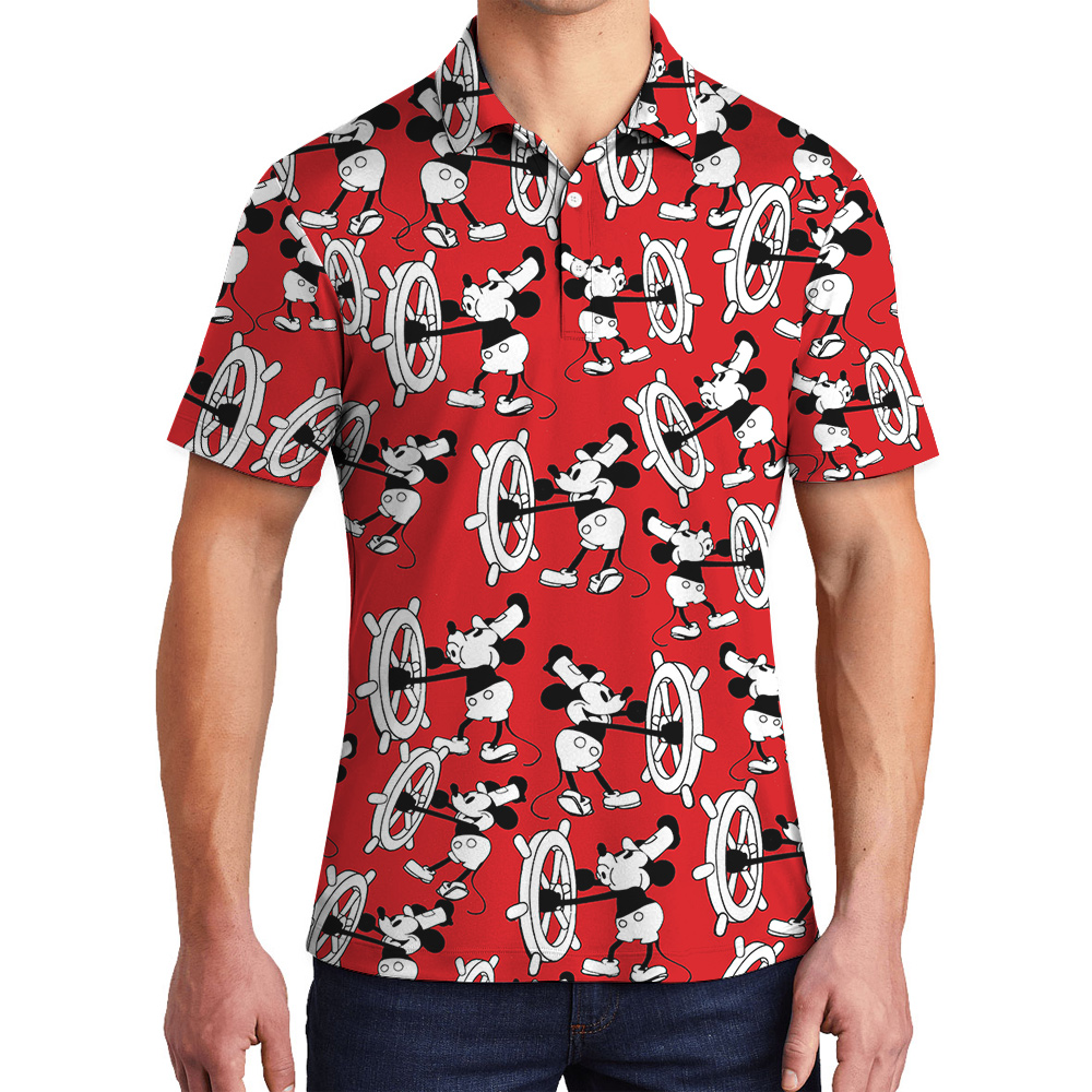 Retro Mickey 1928 - Steamboat Willie Hawaiian Polo Shirt - variant image 1