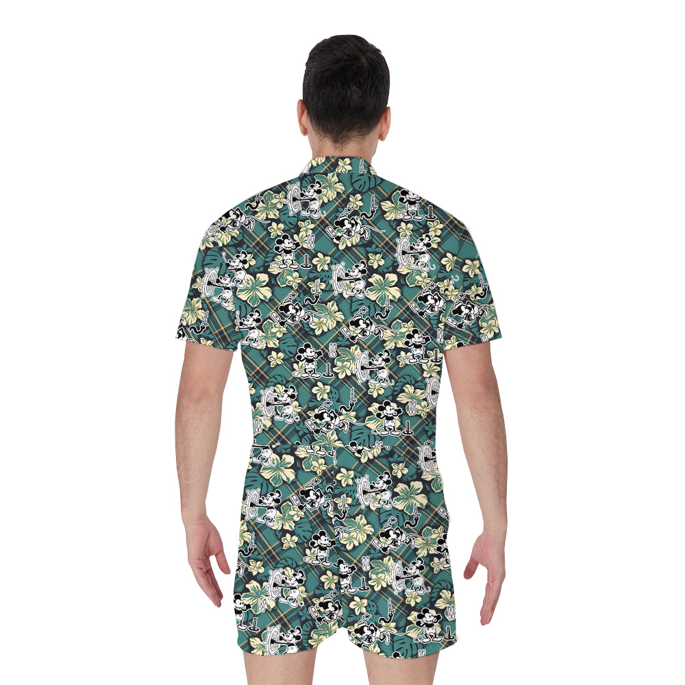 Nautical Nostalgia Mickey 1928 Hawaiian Men Rompers