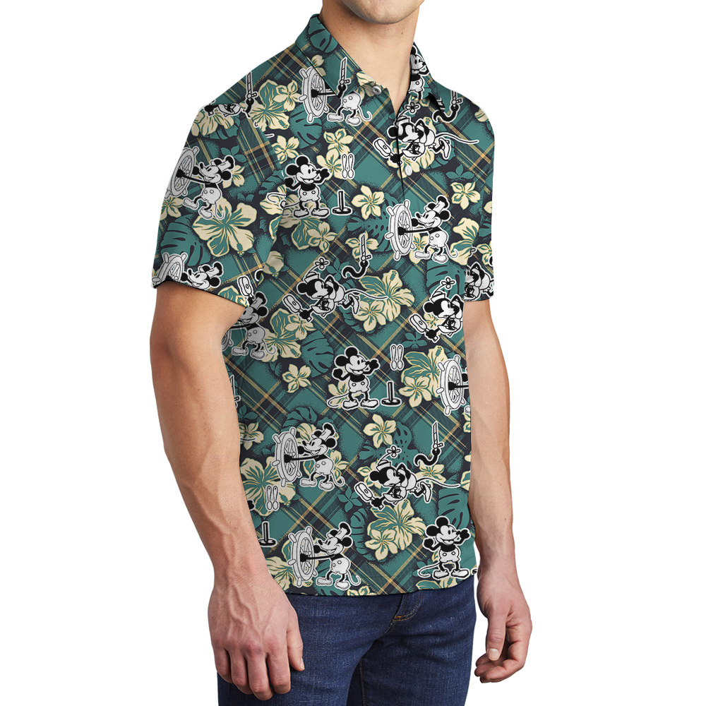 Mickey Steamboat Willie Waves Vintage Tropic Polo Shirts