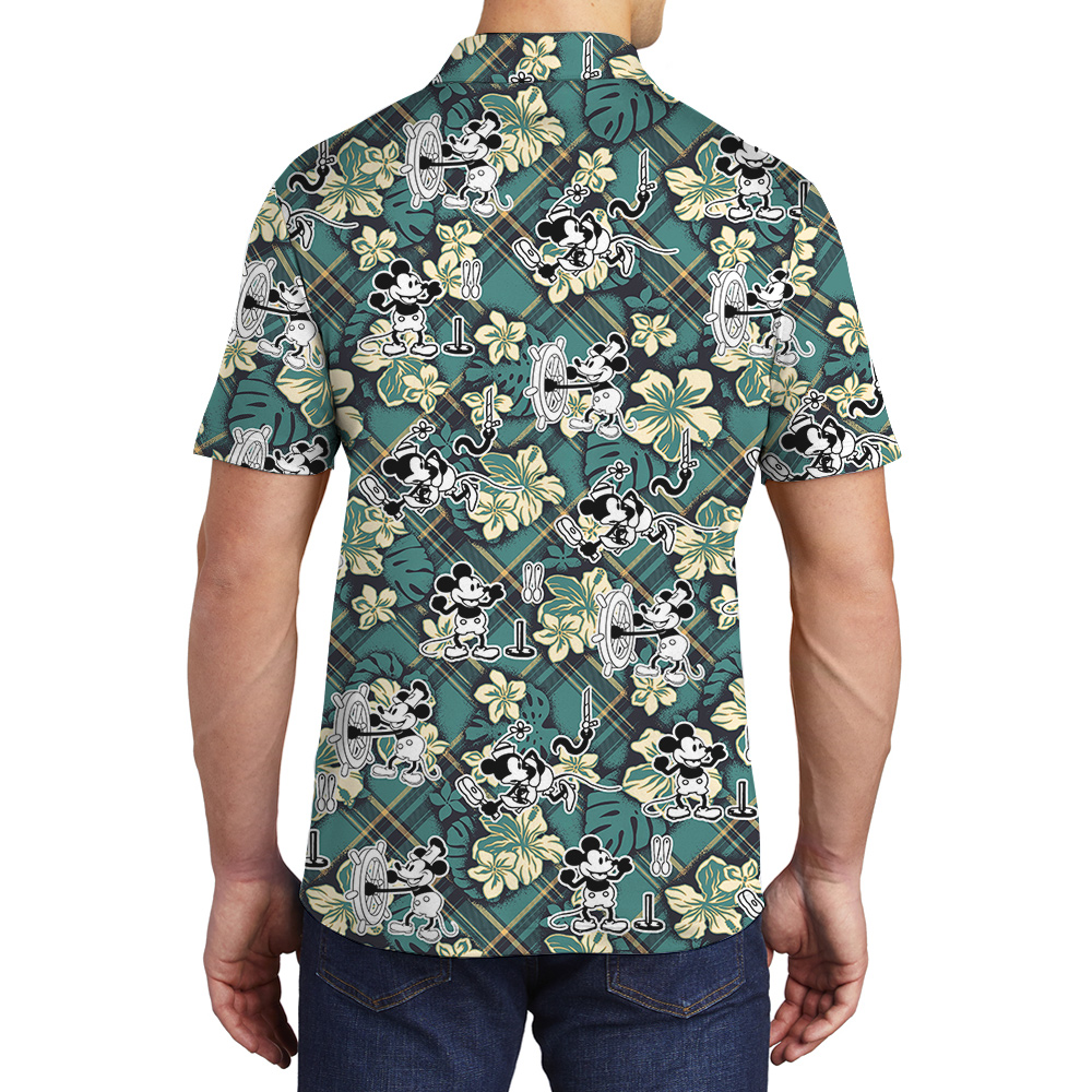 Mickey Steamboat Willie Waves Vintage Tropic Polo Shirts