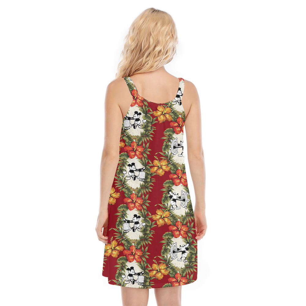 Festive Red Steamboat Willie 1928 Aloha Cami Dress