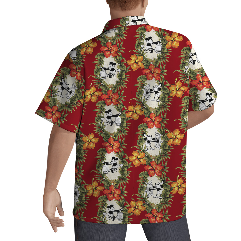Mickey 1928 Radiant Red Hawaiian Shirts For Men