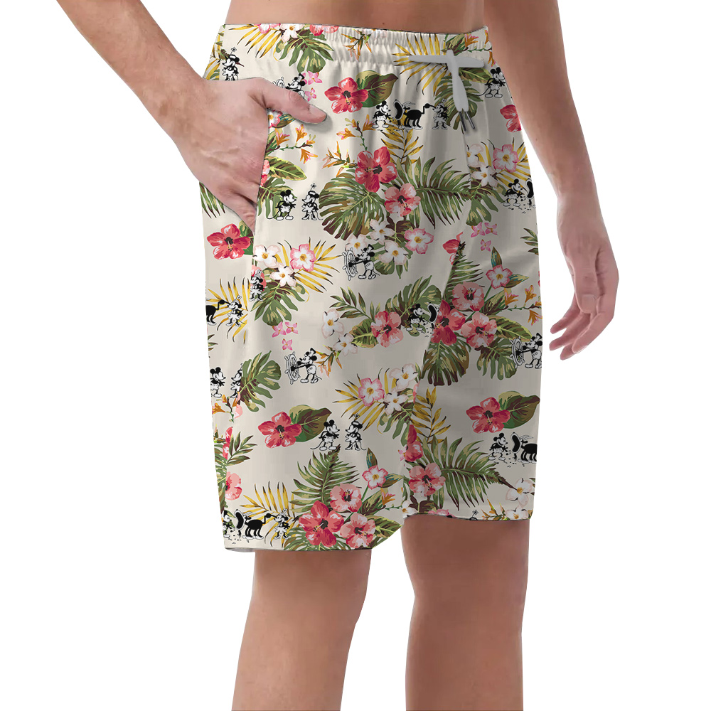 Hawaiian Summer Mickey 1928 Vibrant Floral Shorts For Men